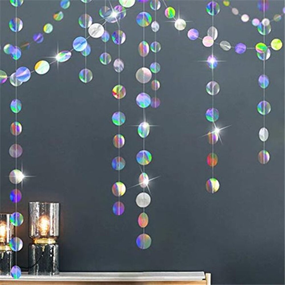 Iridescent Party Decorations Holographic Circle Garland Birthday Bachelorette